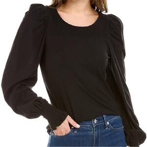 Nation LTD Abigail Festival Tee Medium Black long sleeve Pima cotton feminine
